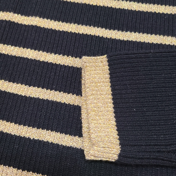 *SOLD* NEW Ralph Lauren Womens Sweater Small Turtleneck Striped Black Gold - Picture 7 of 9